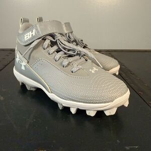Under Armour Bryce Harper 7 Mid Top Kids Baseball Cleats Gray Youth Size 1 Y